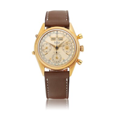 View full screen - View 1 of Lot 258. ROLEX | DATO-COMPAX, REF 4767 YELLOW GOLD TRIPLE CALENDAR CHRONOGRAPH WRISTWATCH CIRCA 1948.