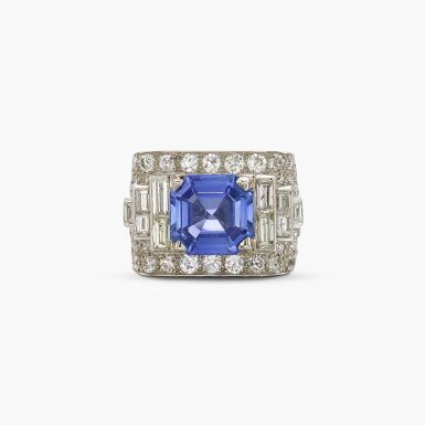 View full screen - View 1 of Lot 103. Sapphire and Diamond Ring, 'Trombino' .