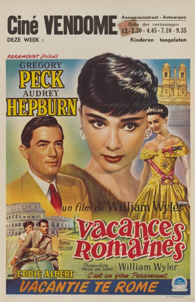 View full screen - View 1 of Lot 122. ROMAN HOLIDAY / VACANCES ROMAINES (1953) POSTER, BELGIAN.