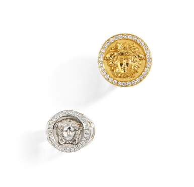 View full screen - View 1 of Lot 96. GIANNI VERSACE | DEUX BAGUES DIAMANTS | TWO DIAMOND RINGS.