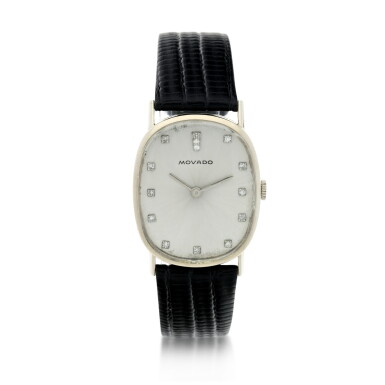 View full screen - View 1 of Lot 161. A white gold ellipse wristwatch with diamond-set indexes, Circa 1975.