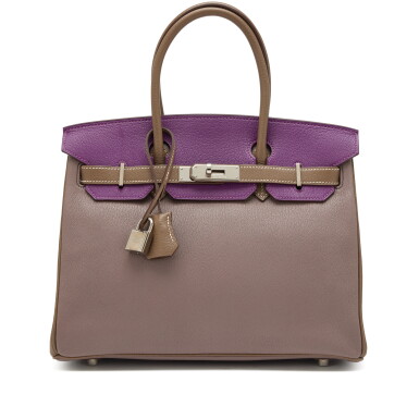 View full screen - View 1 of Lot 89. Anemone, Grioret and Etoupe Chèvre Mysore HSS Birkin 30 Palladium Hardware, 2010.