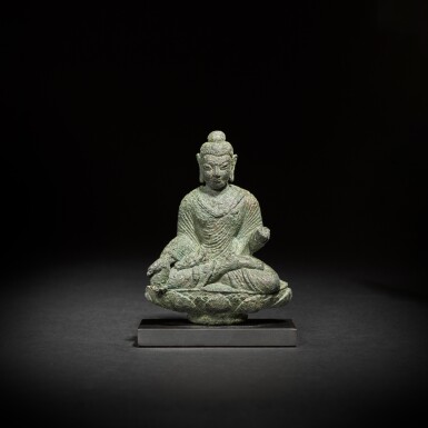 View full screen - View 1 of Lot 808. A copper alloy figure of Buddha, Swat Valley, circa 6th / 7th century.