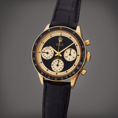 View full screen - View 1 of Lot 78. Reference 6241 Daytona Paul Newman 'John Player Special' | A yellow gold chronograph wristwatch, Circa 1969.