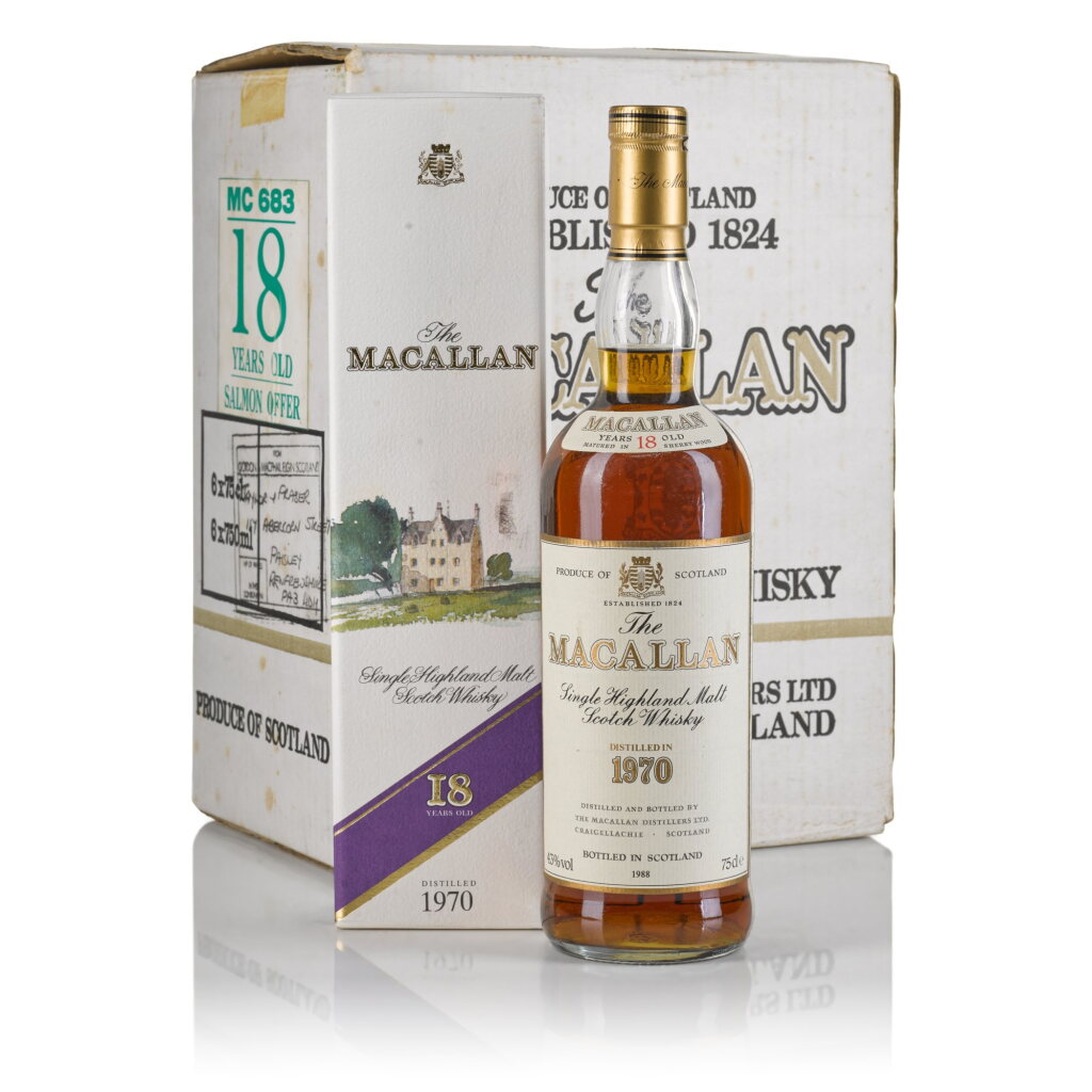 View full screen - View 1 of Lot 34. The Macallan 18 Year Old Sherry Oak 43.0 abv 1970 (6 Bottles 75cl).
