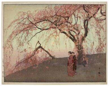 View full screen - View 1 of Lot 21. Yoshida Hiroshi (1876-1950) | Kumoi Cherry Trees (Kumoi sakura) | Taisho period, early 20th century.