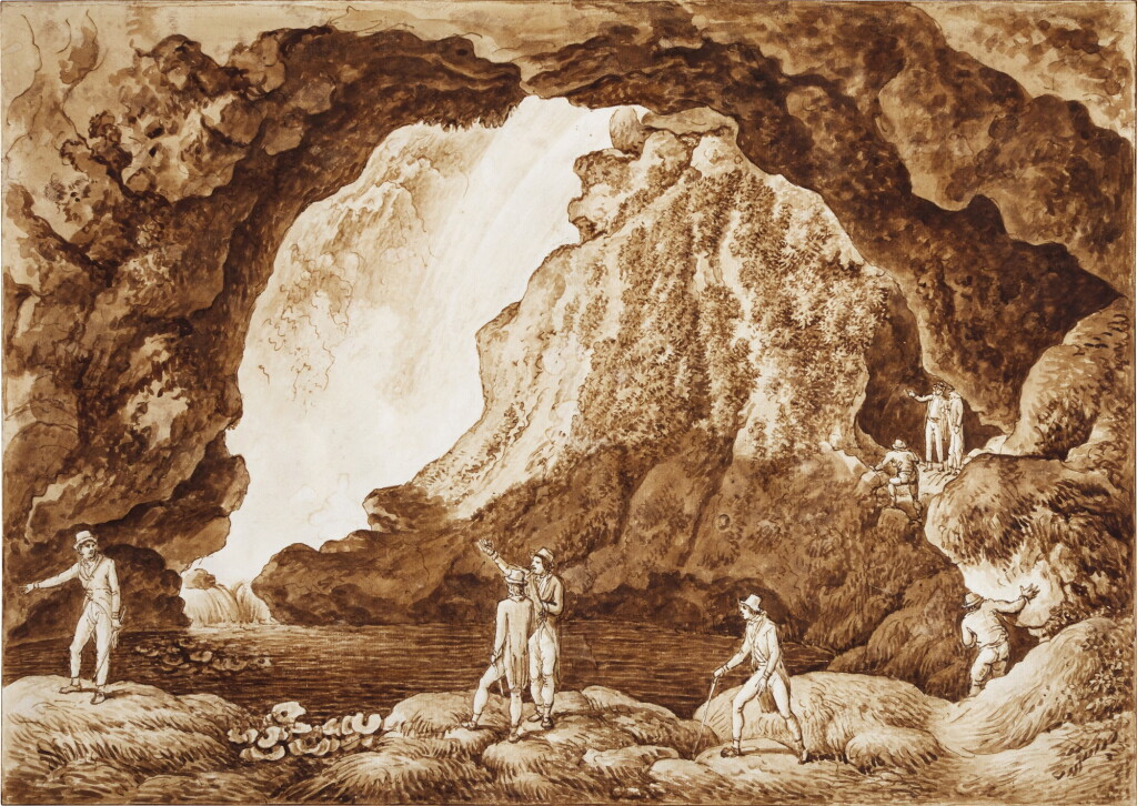 View full screen - View 1 of Lot 182. Tourists in a cave, probably Neptune's Grotto, Tivoli.