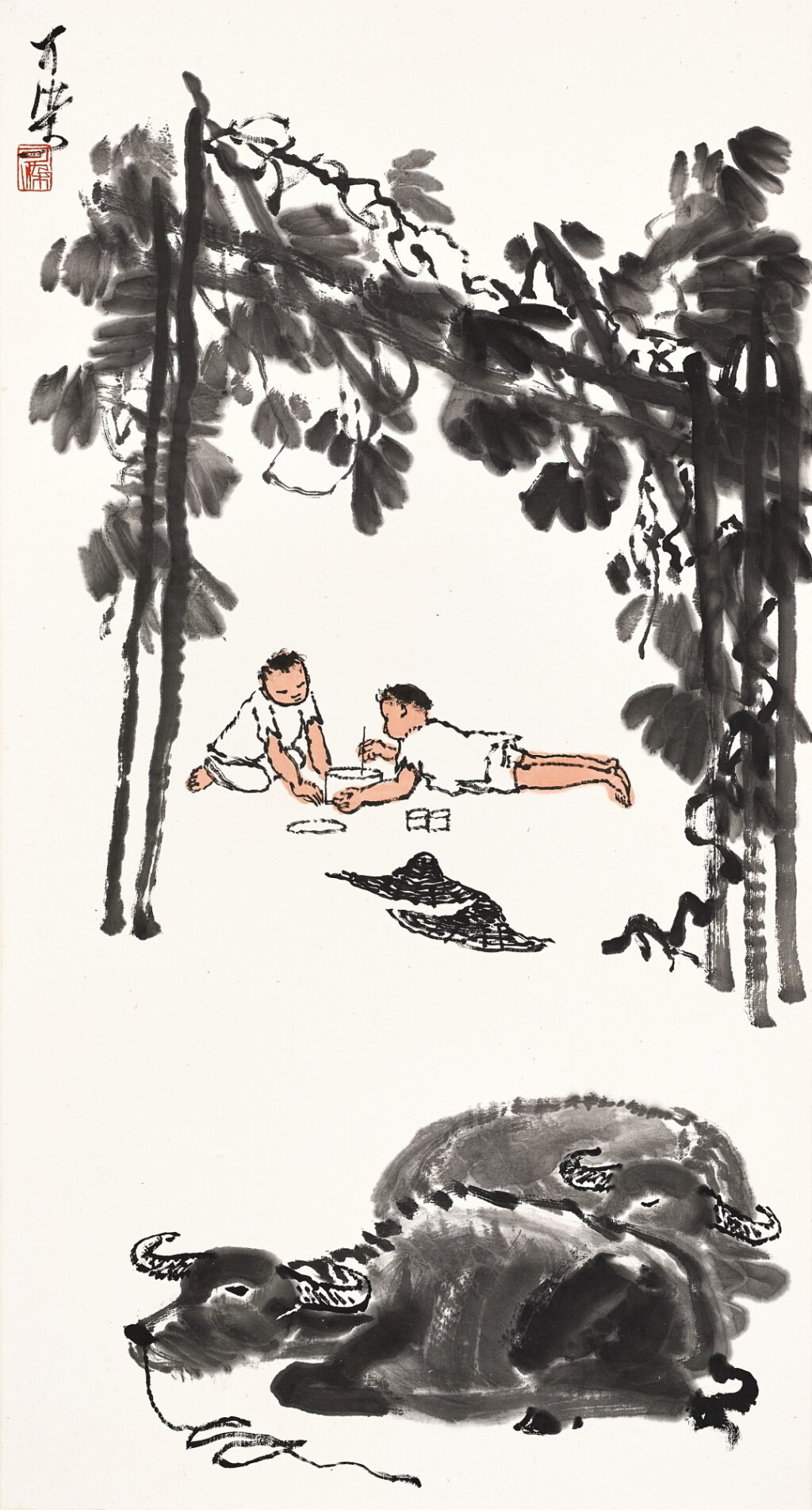View full screen - View 1 of Lot 2515. Li Keran 李可染 | Herdboys Playing with Crickets 秋牧圖.