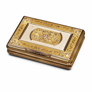 View full screen - View 1 of Lot 1255. A four-colour gold snuff box, Souchay & Colins, Hanau, circa 1830 .