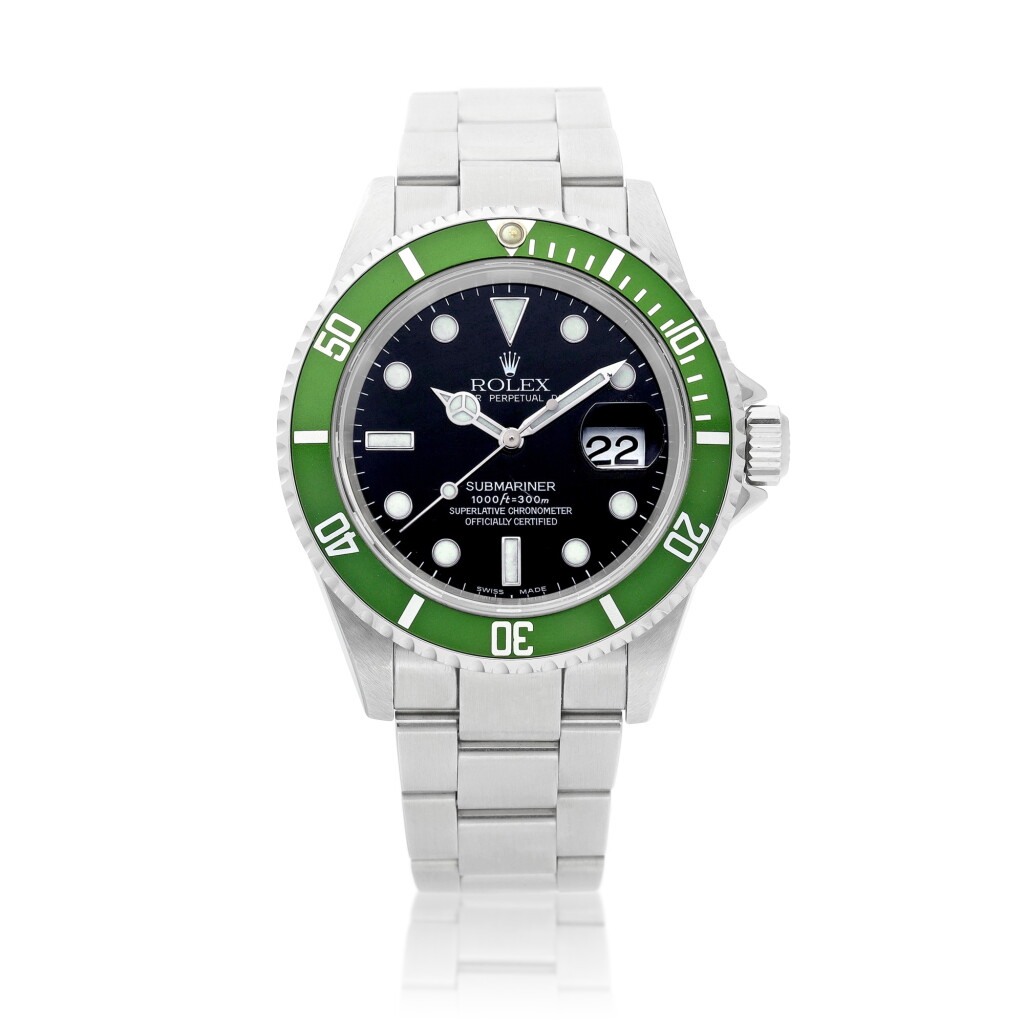 View full screen - View 1 of Lot 2107. Submariner "Kermit", Reference 16610LV | A stainless steel wristwatch with date and bracelet, Circa 2004 | 勞力士 | Submariner "Kermit" 型號16610LV | 精鋼鏈帶腕錶,備日期顯示,約2004年製 .