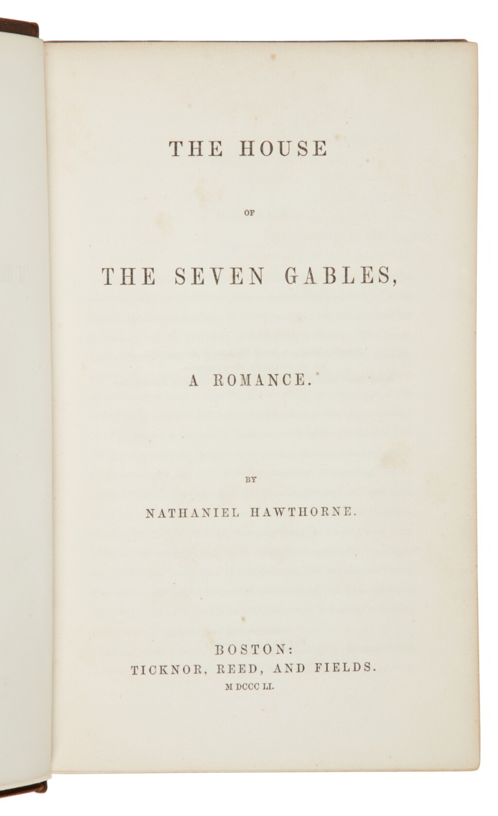 View full screen - View 1 of Lot 95. Hawthorne, Nathaniel | First edition of Hawthorne's famed gothic novel.