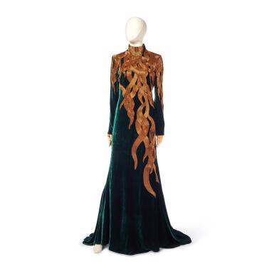 View full screen - View 1 of Lot 23. Green Velvet and Bugle Beaded Evening Gown, 'In Memory of Elizabeth Howe, Salem 1692' Collection, Autumn-Winter 2007.