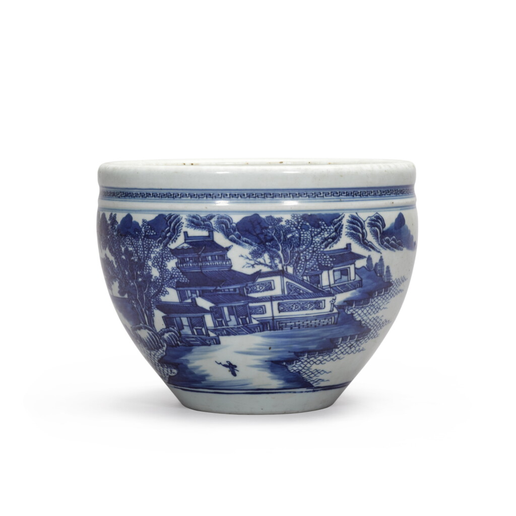 View full screen - View 1 of Lot 86. A blue and white jardinière Qing dynasty, 18th/19th century.