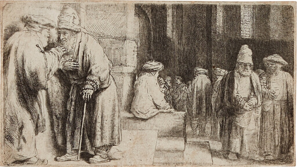 View full screen - View 1 of Lot 544. Jews in the Synagogue (B., Holl. 126; New Holl. 242).