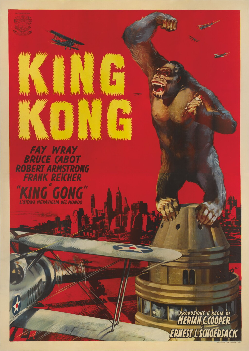 View full screen - View 1 of Lot 19. KING KONG (1933), ITALIAN RE-RELEASE POSTER, 1961.