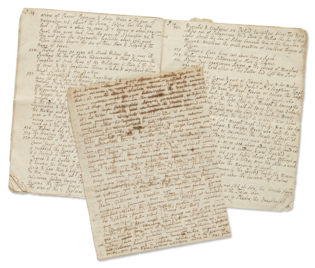 View full screen - View 1 of Lot 1. NEWTON, ISAAC | TWO HIGHLY IMPORTANT DOCUMENTS RELATING TO NEWTON’S HISTORICAL RESEARCHES.