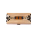 Poudrier émail, citrine, onyx et diamant | Enamel, citrine, onyx and diamond vanity case