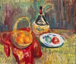 Panier de fruits et fiasque italienne
