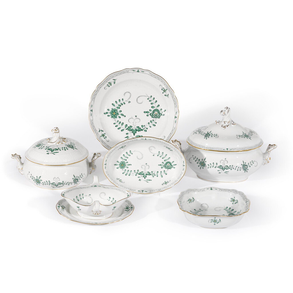 View full screen - View 1 of Lot 74. An extensive Meissen Green Indische Blumen composite dinner service, 20th century.