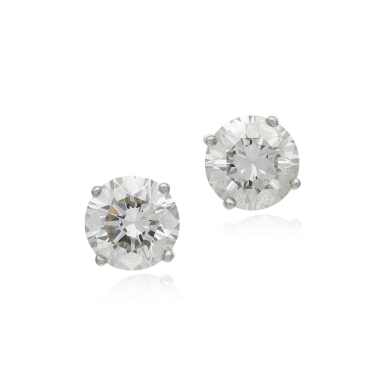 View full screen - View 1 of Lot 128. Pair of diamond ear studs.