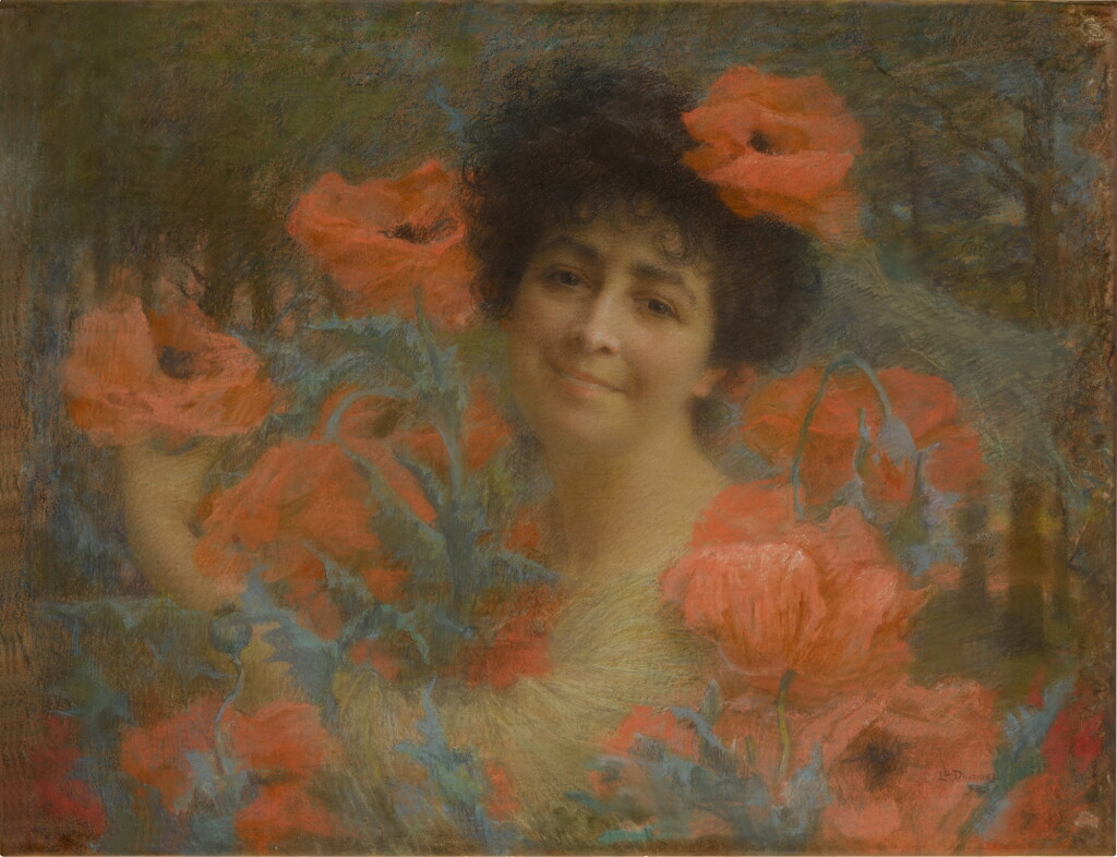 View full screen - View 1 of Lot 690. Femme entourée de fleurs.