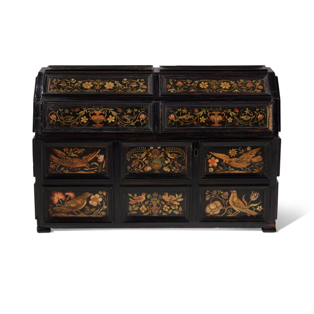View full screen - View 1 of Lot 144. A Florentine Baroque Scagliola Inlaid Ebonized Casket, Late 17th Century.