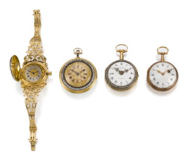 View full screen - View 1 of Lot 1096. VARIOUS, GROUP OF FOUR YELLOW GOLD WATCHES 19TH CENTURY.