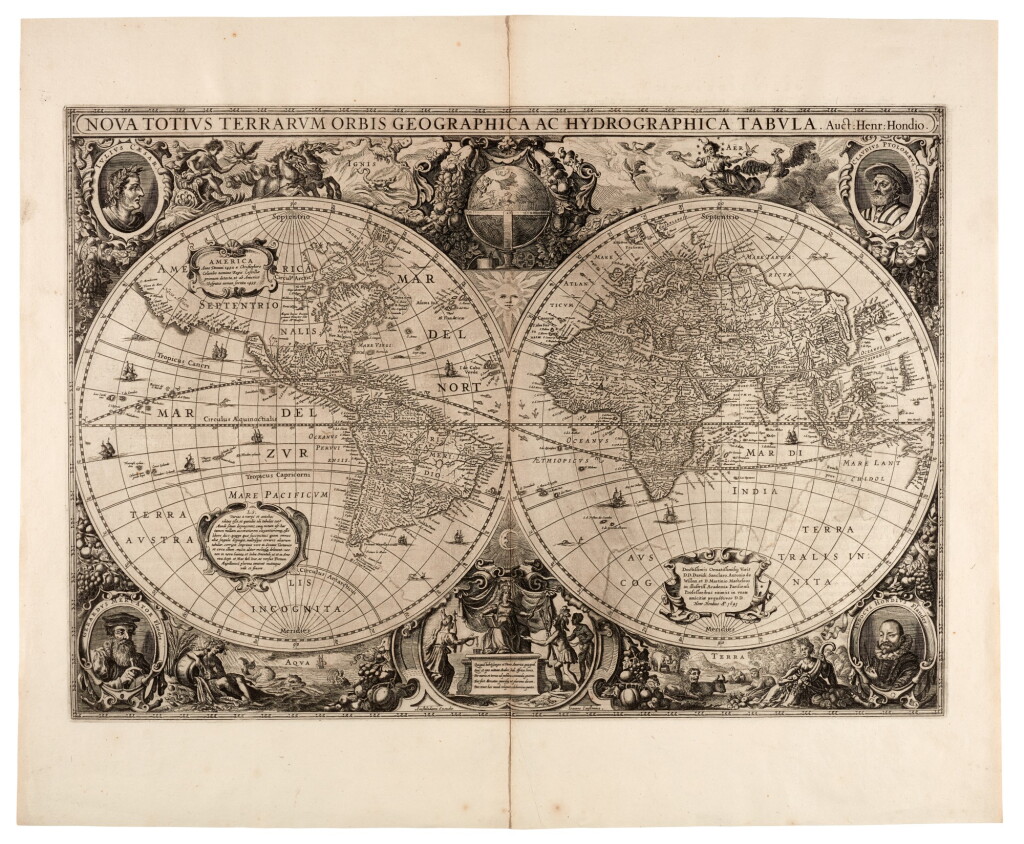 View full screen - View 1 of Lot 45. Henricus Hondius | World map, 1641.