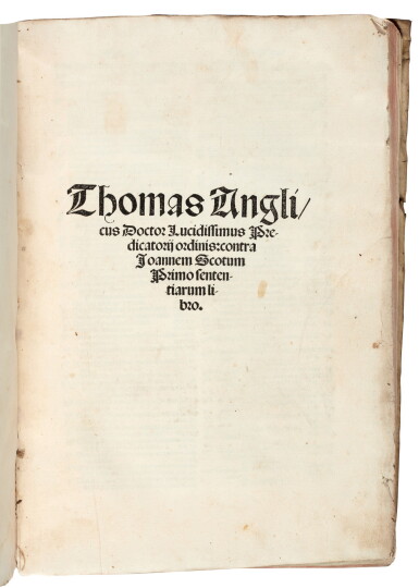 View full screen - View 1 of Lot 251. Thomas of Sutton, Contra Joannem Scotum primo sententiarum libro, Venice, 1523, limp vellum.