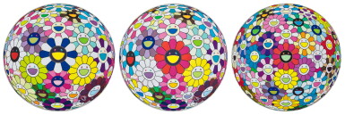 View full screen - View 1 of Lot 77. i. Awakening/ ii.Flowerball: Open Your Hands Wide/ iii. Flowerball Multicolour (Three Works) | I. 覺醒/ II. 花球:張開雙手/ III. 多色花球 (三幅作品).