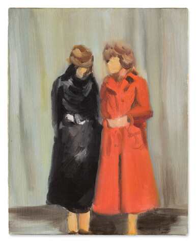 View full screen - View 1 of Lot 358. A Girl in an Orange Coat and a Girl in a Black Coat.