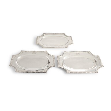 View full screen - View 1 of Lot 440. A Set of Three George II Silver Meat Dishes, Paul de Lamerie, London, 1745.