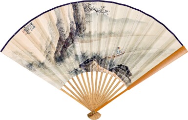 View full screen - View 1 of Lot 917. 郭傳璋 漁隱圖; 張震 松崖泛舟 | Guo Chuanzhang, Fishing by the Cliff; Zhang Zhen, Sailing by the Pine.