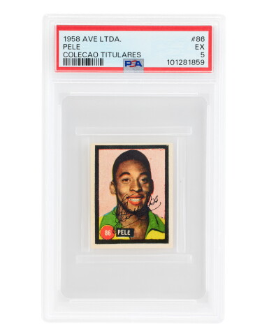 View full screen - View 1 of Lot 16. Pele 1958 Ave. Ltda. Colecao Titulares #86 - PSA 5 | Rookie Card.