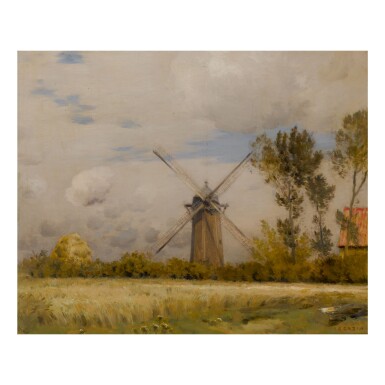 View full screen - View 1 of Lot 123. JEAN CHARLES CAZIN | A WINDMILL IN AN EARLY AUTUMN LANDSCAPE .