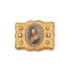 A jewelled two-colour gold and ivory portrait presentation snuff box, Weishaupt & Söhne, Hanau, circa 1860 | Tabatière à portrait en ivoire et or bicolore par Weishaupt & Söhne, Hanau, vers 1860,