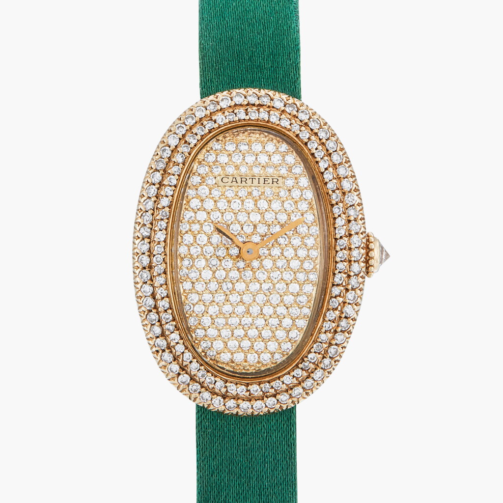 View full screen - View 1 of Lot 310. Baignoire, Reference 78094 | A yellow gold and diamond-set wristwatch | Circa 1975.