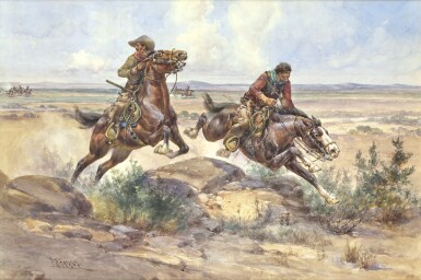 View full screen - View 1 of Lot 64. Hard Pressed (in an Indian Country).