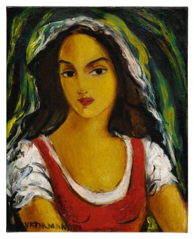 View full screen - View 1 of Lot 203. Retrato de mujer.