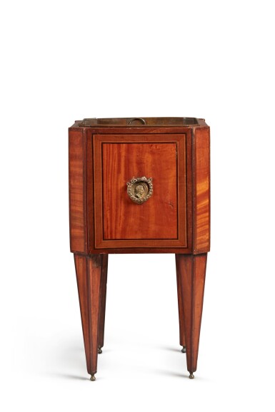 View full screen - View 1 of Lot 54. A Continental Neoclassical Inlaid Satinwood Jardiniere, Circa 1800.