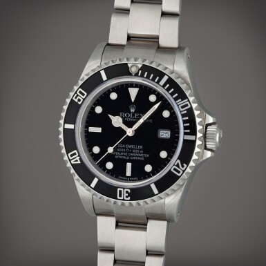 View full screen - View 1 of Lot 105. Sea-Dweller, Reference 16600 | A stainless steel wristwatch with date and bracelet | Circa 2001 | 勞力士 | GMT-Master 型號6542 | 精鋼兩地時間腕錶備日期顯示,製作年份約1958.
