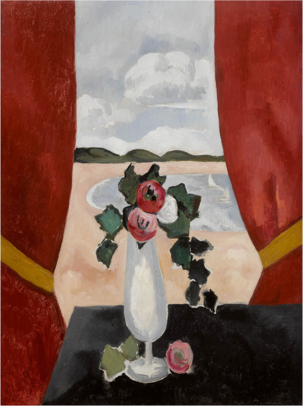 View full screen - View 1 of Lot 44. Red Camellias in a Vase.
