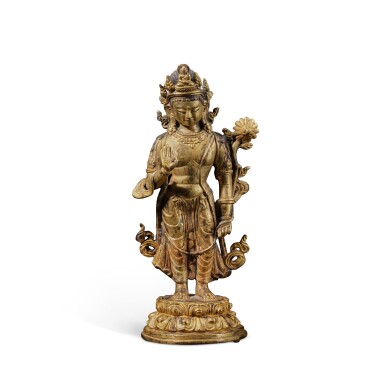 View full screen - View 1 of Lot 1167. A gilt-bronze figure of Padmapani Lokeshvara, Nepal, 20th century.