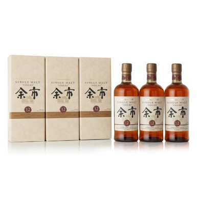 View full screen - View 1 of Lot 6298. Nikka 余市 Yoichi 12 Year Old Single Malt Whisky 45.0 abv NV (3 BT70).