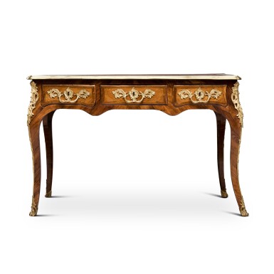 View full screen - View 1 of Lot 154. A Louis XV tulipwood and kingwood bureau plat, circa 1750.