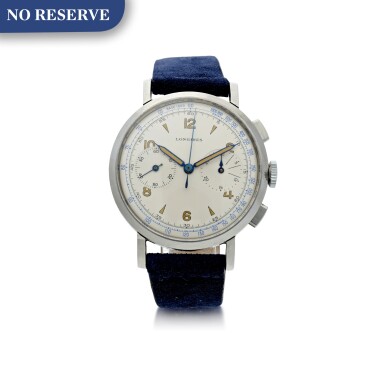 View full screen - View 1 of Lot 96. LONGINES | REFERENCE 6234-3 A STAINLESS STEEL CHRONOGRAPH WRISTWATCH WITH REGISTERS, CIRCA 1950.