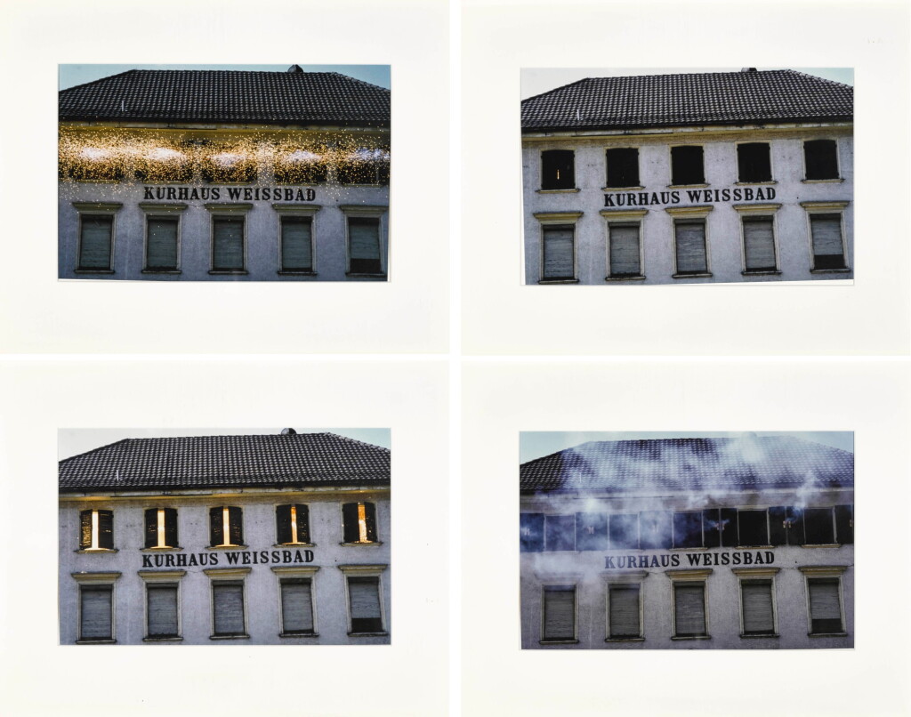 View full screen - View 1 of Lot 127. ROMAN SIGNER | AKTION IN KURHAUS WEISSBAD AL (FENSTERLÄDEN MIT RAKETEN).
