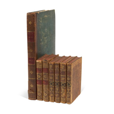 View full screen - View 1 of Lot 137. La Pérouse, Voyage, 1798; Relation de la voyage a la recherche de La Perouse, an VIII; 7 volumes.