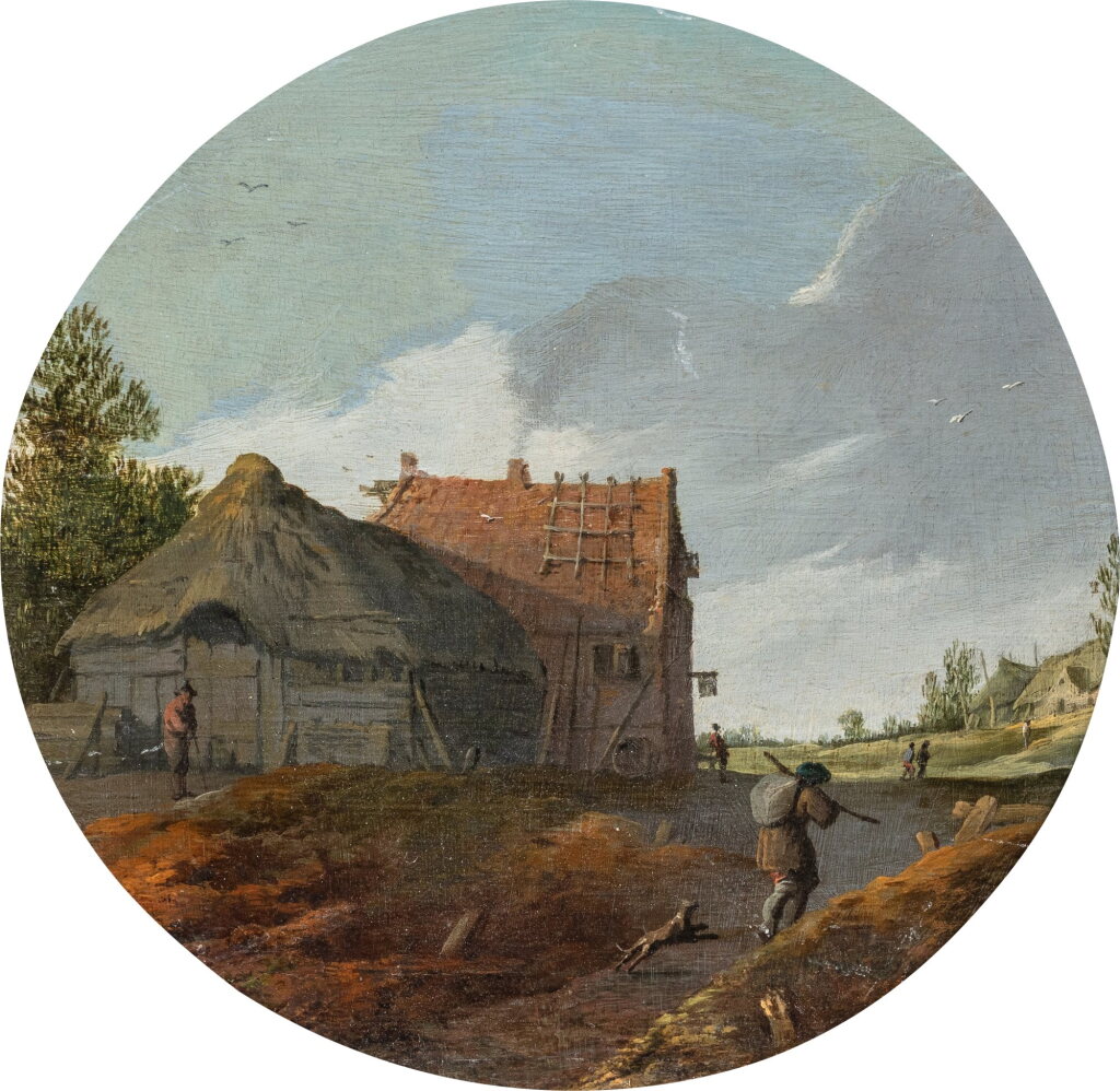 View full screen - View 1 of Lot 718. Landscape with farmstead and country path.