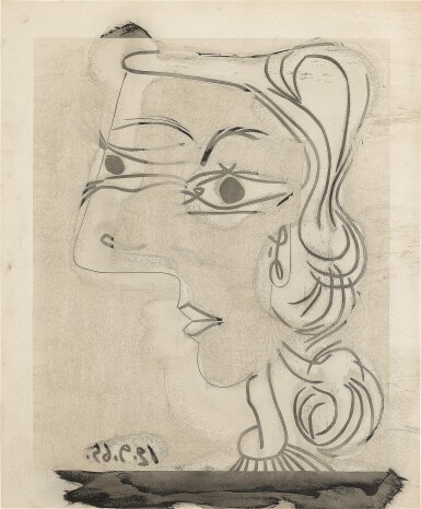 View full screen - View 1 of Lot 85. PABLO PICASSO | PORTRAIT DE FEMME DE PROFIL (BA. 1361).